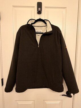 Orvis Men's Sherpa-Lined Quarter-Zip Pullover | Size L | Brown